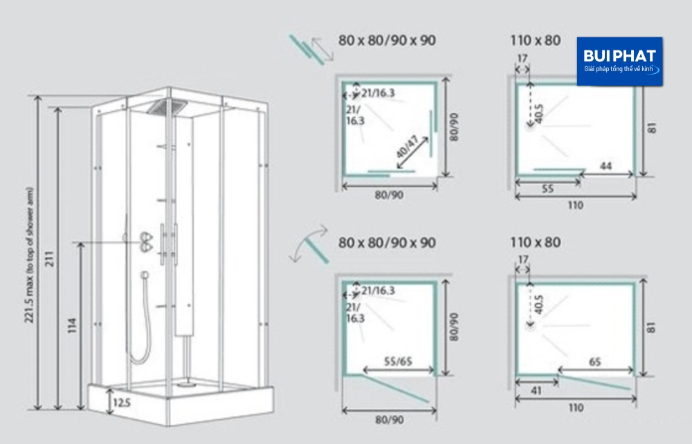 Kích thước bồn tắm đứng nhỏ nhất