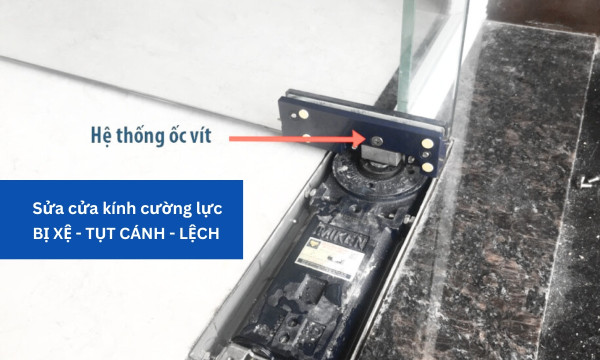 sửa cửa kính cường lực bị xệ