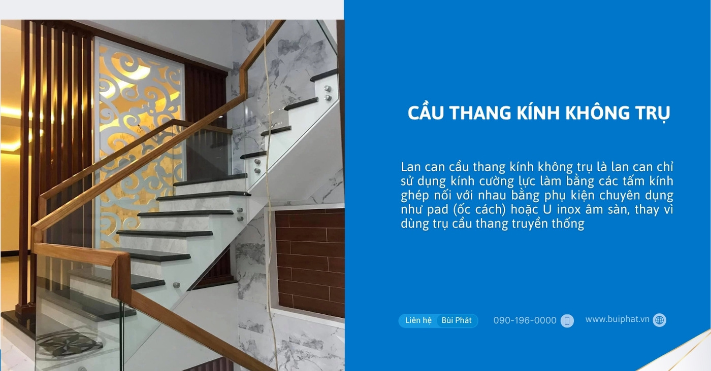 Cầu thang kính không trụ