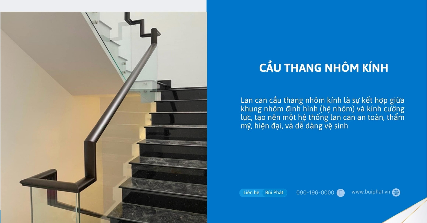 Cầu thang nhôm kính