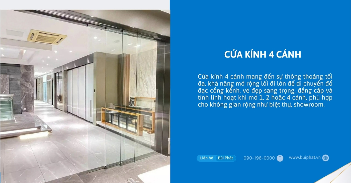 Cửa kính 4 cánh