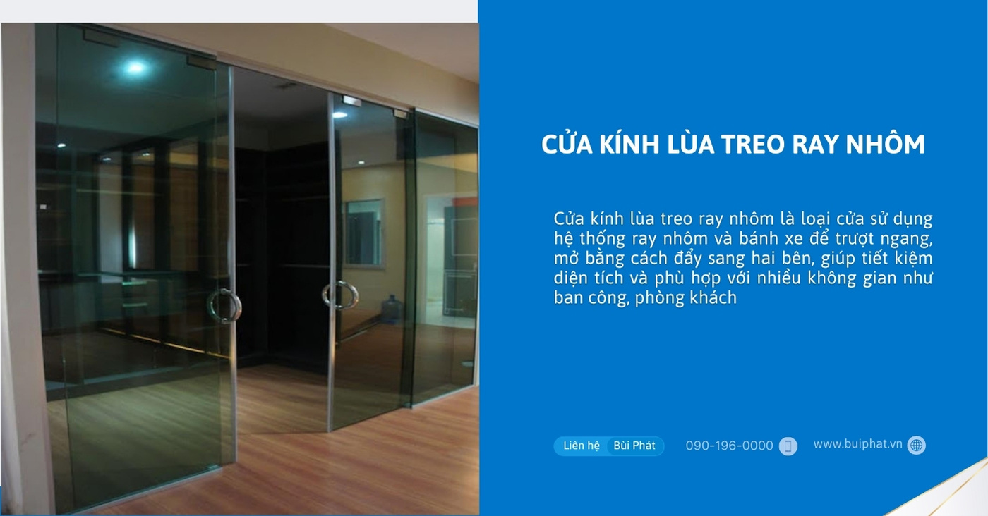 Cửa kính lùa treo ray nhôm
