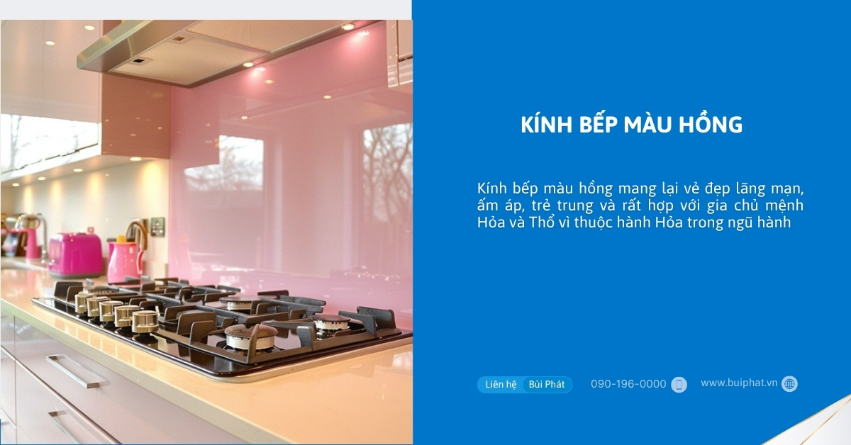 Kính bếp màu hồng