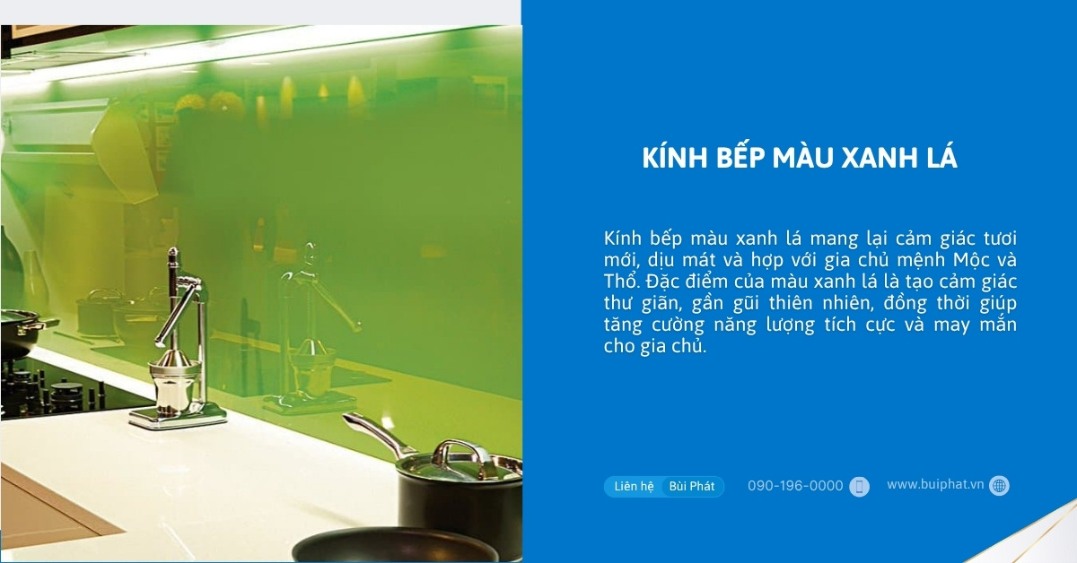 Kính bếp màu xanh lá