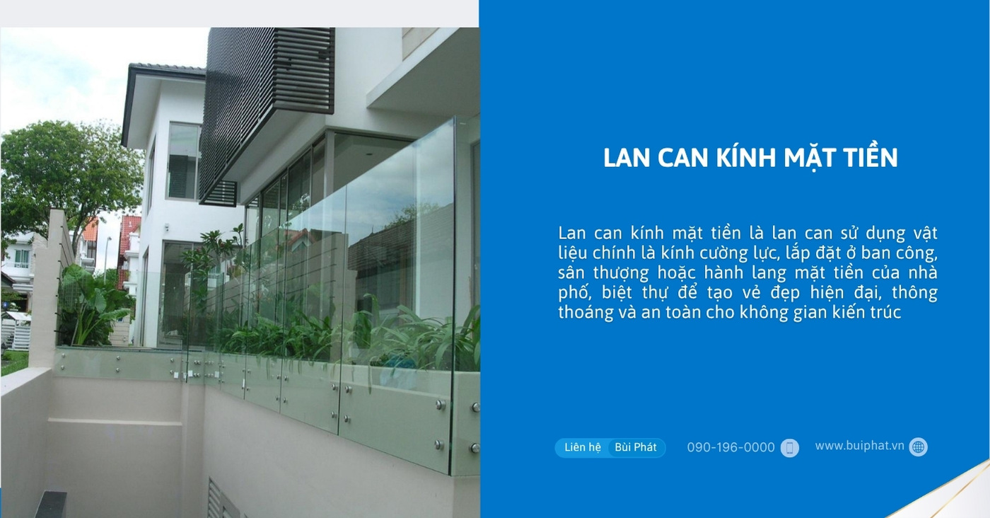Lan can kính mặt tiền