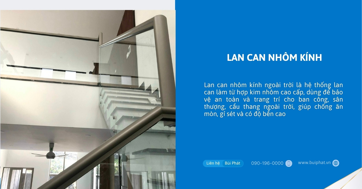 Lan can nhôm kính