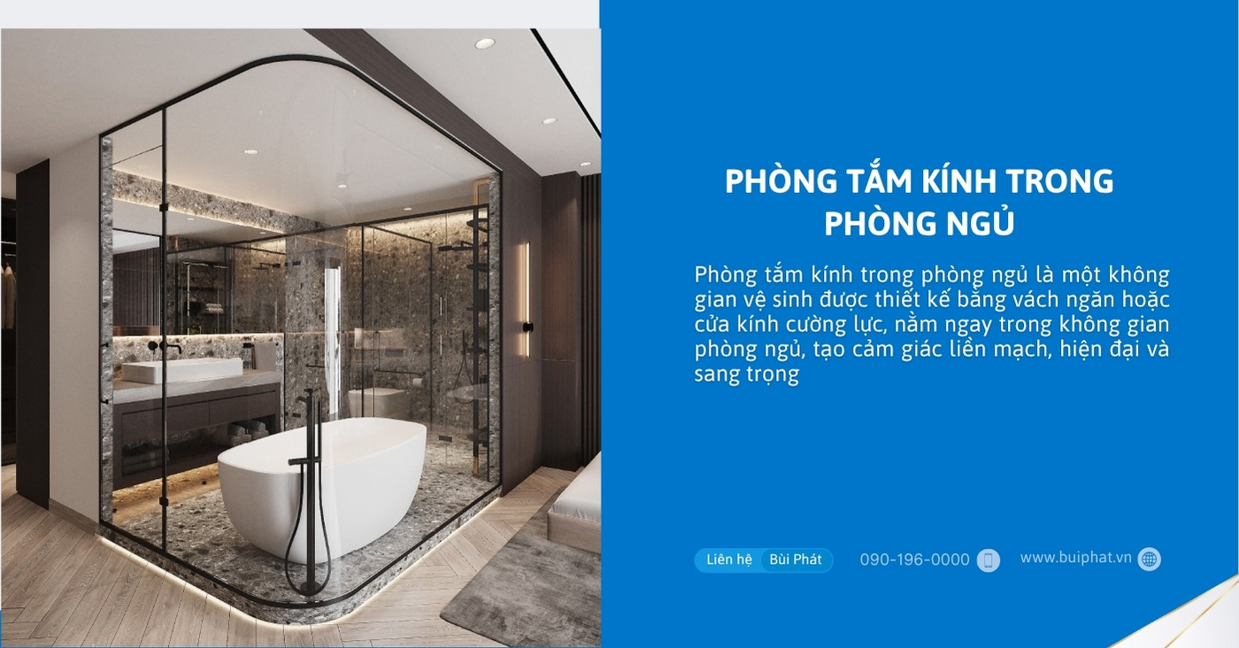 Phòng tắm kính trong phòng ngủ