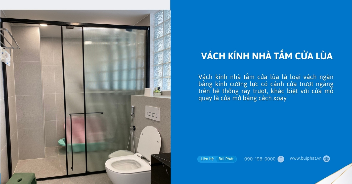Vách kính nhà tắm cửa lùa​