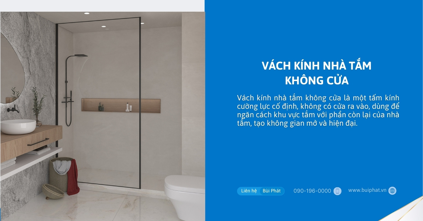 Vách kính nhà tắm không cửa