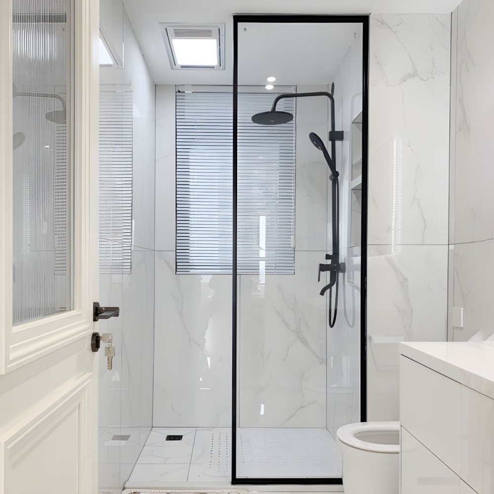 vách tắm kính không cửa