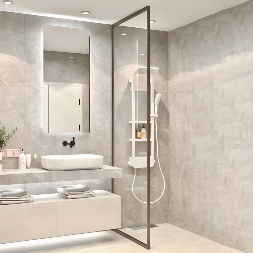 vách kính tắm không cửa