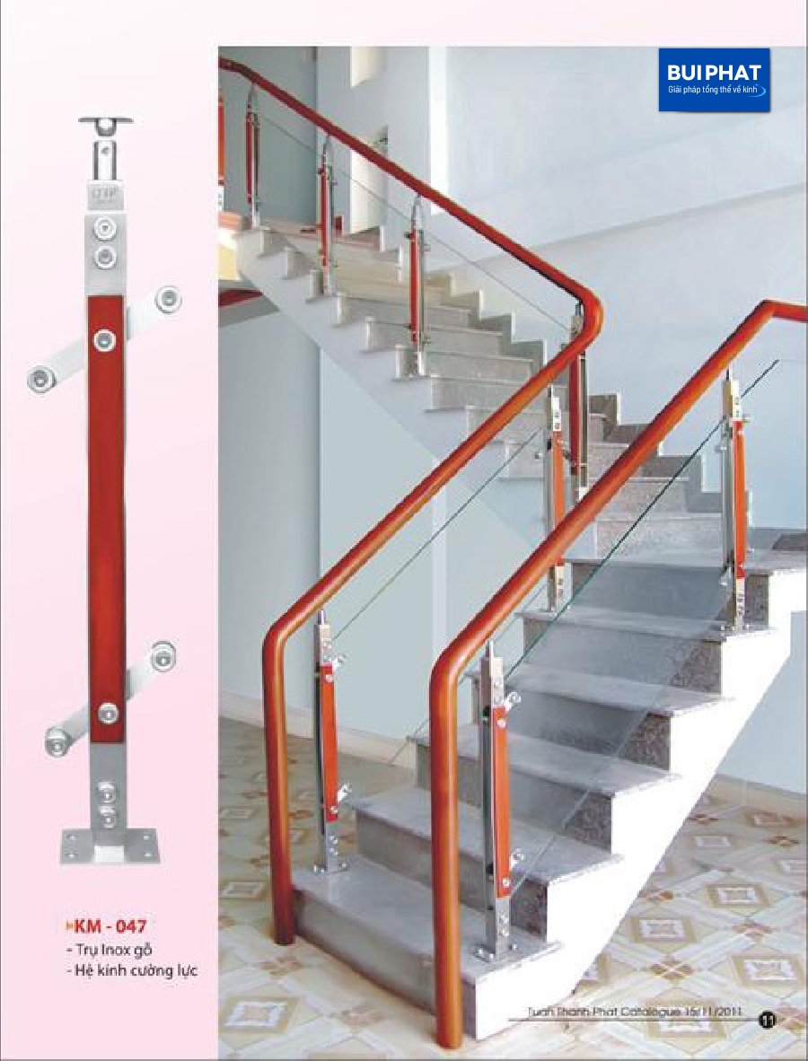 Cầu thang kính trụ inox 
